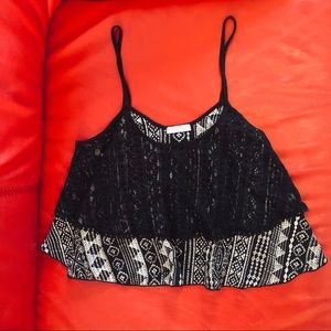 LOVE ON TAP Black Lace Crop Top Camisole Sz M